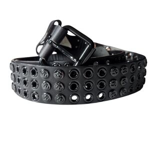 Black Skull Studded Goth Belt Sz L